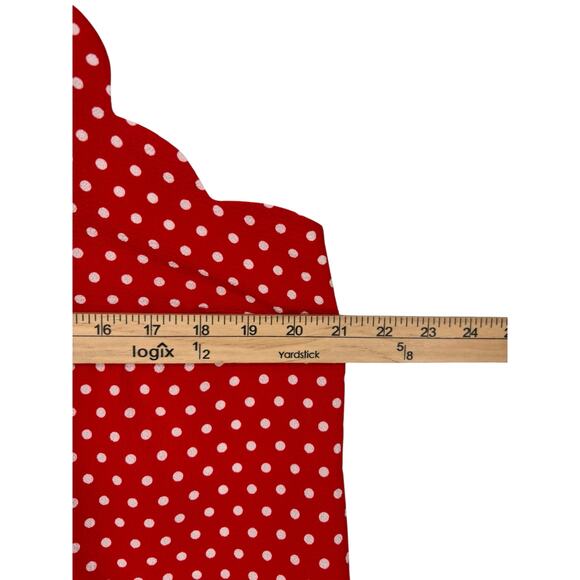 Monteau Red White Polka Dot Halter Neckline Top Scalloped Edge Preppy Cute XL - Picture 4 of 7